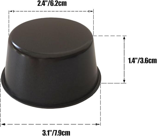 Heluok 6PCS Carbon Steel Popover Pans, Nonstick Mini Yorkshire Pudding Pan, Muffin Cupcake Pans, Individual Egg Tart Molds, Baking Round Cake Cup - Black (3.1" x 1.4")