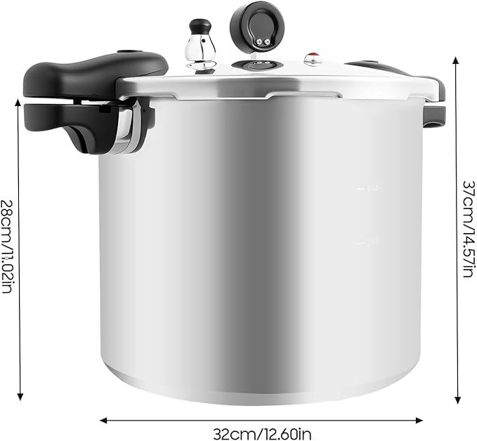 Pressure Cooker 23 QT,Aluminium Alloy Pressure Cooker,Thickened Explosion-Proof Cooker with Versatile Multi-Use,Triple Safety System,Silver
