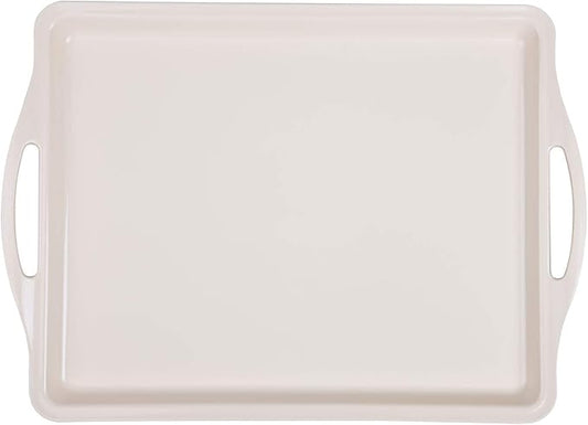 Mintra Home Durable Serving Tray - (1pk, CREAM) Unbreakable, Breakfast, Cafeteria, Fast Food, Handles