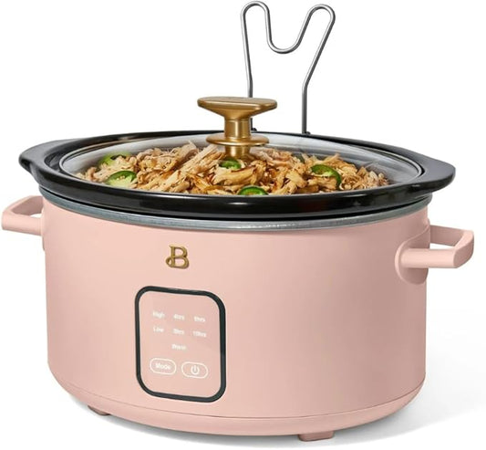 Beautiful 4-Quart Slow Cooker with Touch-Activated Display, Programmable Digital Controls, Removable Non-Stick Pot, Keep Warm Function, by Drew Barrymore (Rose)
