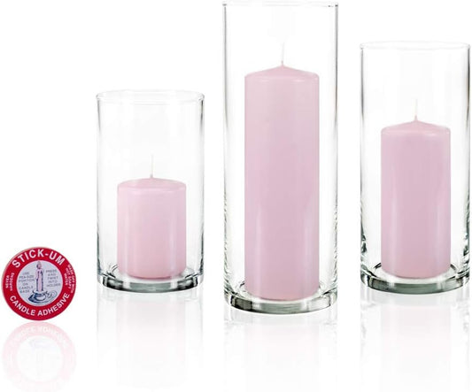 yummi Set of 36 Slim Pillars and Cylinder Vases - Blush