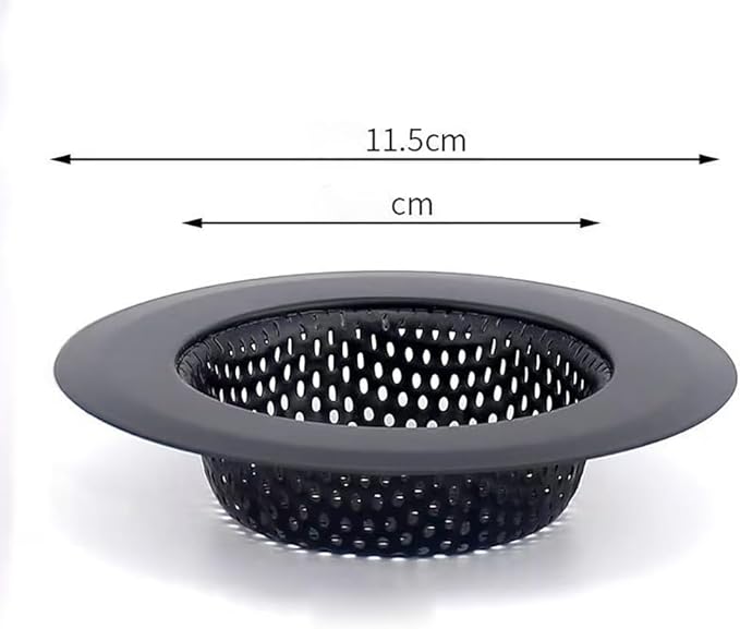 2 Pcs 11.5cm Stainless Steel Sink Strainers Black Kitchen Sink Drain Strainers Food Catcher Strainers Small Drainer Baskets for Garbage Disposal