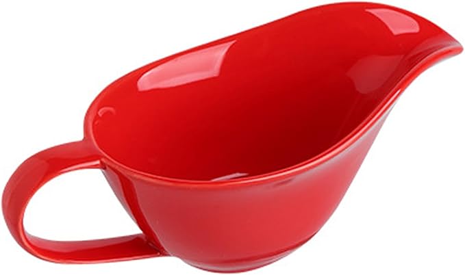 Gravy Container, Gravy Boat 200ml Ceramics Pourer with Spout and Handle Sauce Cup for Home Hotel Restaurant Red, Bowl