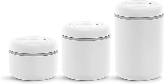 Fellow Atmos Vacuum Coffee Canister & Food Storage Container - 0.4 Liter Canister holds up to 6 oz of Coffee Beans - Airtight Food Storage Containers - Containers - 0.4 Liter - Matte White