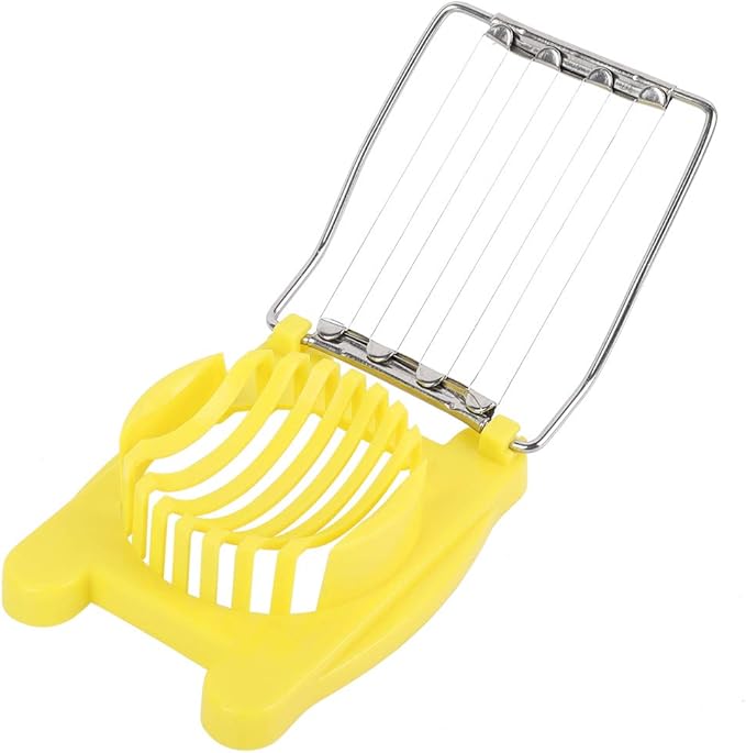 Heavy-Duty Plastic Egg Slicer with Stainless Steel Wires Multipurpose Boiled Egg Salad Slicer Strawberry Cheese Slicing Tools -Yellow