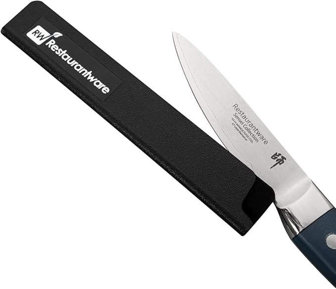 Sensei 6 x 1 Inch Knife Sleeve, 1 Knife Protector - Fits Steak Knife, Felt Lining, Black Plastic Knife Blade Guard, Durable, Cut-Proof - Restaurantware