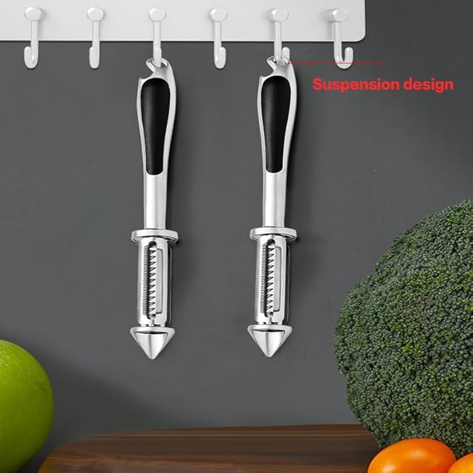 Zinc Alloy Kitchen Peeler Multi-Purpose Peeler For Fruits Vegetables And Various Foods Features Interchangeable Blades For Peeling Shredding Coring And Bottle Opening (A)