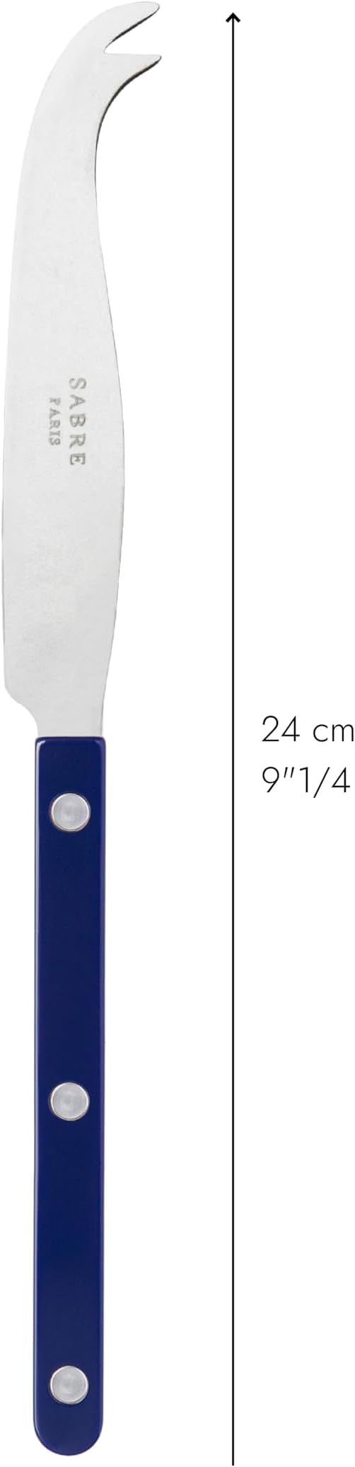 SABRE PARIS - Cheese Knife 9.4 inches - Bistrot Vintage Collection - All Cheeses - Stainless Steel & Nylon - Dishwasher Safe - Navy Blue - Mat Finish