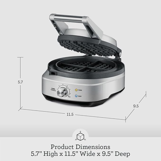 Breville No-Mess Classic Waffle Maker BWM520XL, Brushed Stainless Steel