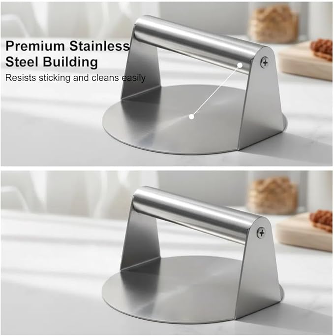 Stainless Steel Burger Press – Manual Patty Maker for Hamburgers, Sandwiches, Bacon, Pancakes