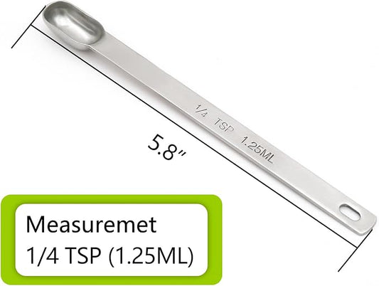 3PCS 1/4tsp (1.25ml) Single Measuring Spoon, Stainless Steel Long Handle Individual Teaspoons Only