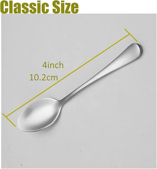 Wesdxc56 Demitasse Espresso Spoons, Mini Coffee Spoon, 4 Inches Stainless Steel Small Spoons for Dessert, Set of 6(Silver)