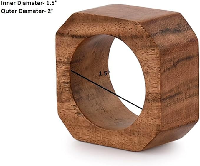 Napkin Ring Acacia Wood Napkin Rings Classic Everyday Use Thanksgiving, Christmas Napkin Rings Buckles,Festive Party Gift Farmhouse for Table Decorations (Set of 12, Brown)