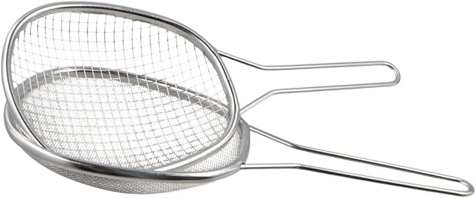 Stainless Steel Ladle Strainer for Cooking and Frying, Food Strainer Colander Stainless Steel Mesh Strainer Pasta Spaghetti Strainer Frying Spoon