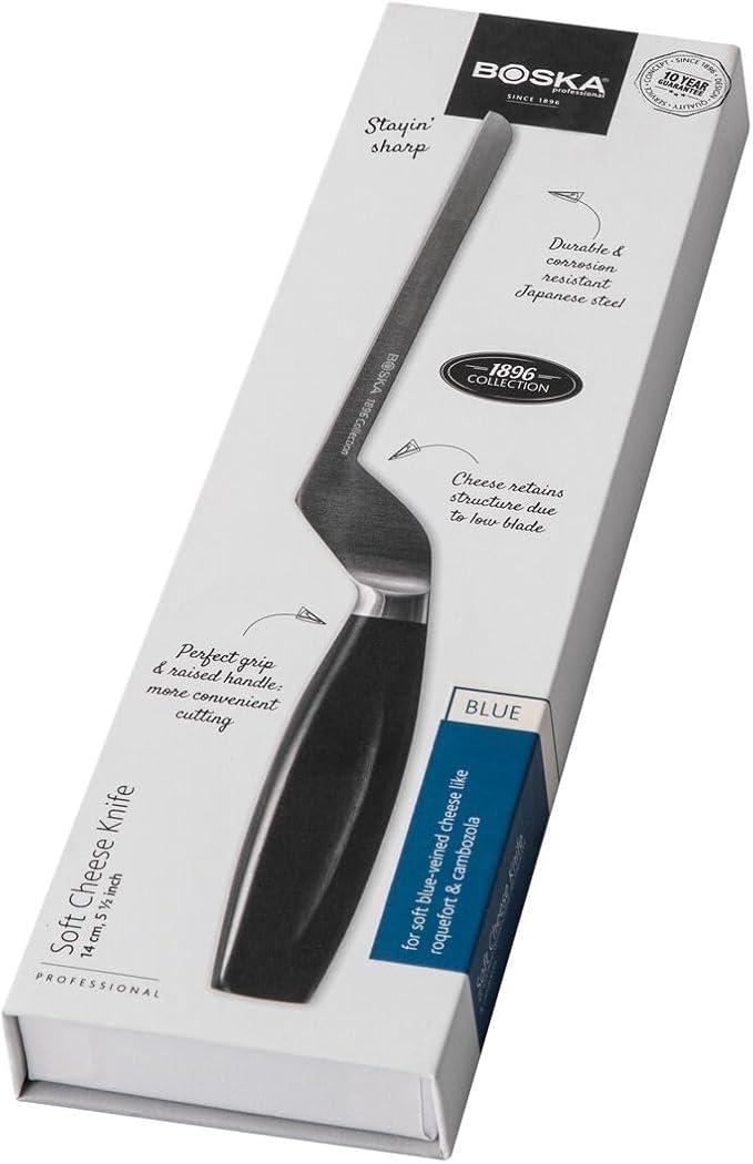 BOSKA Premium Soft cheese knife Blue - Professional cheese cutter - 140 mm - Cheese Knife - Full tang - For soft cheese - Premium Quality - HACCP knife - 1896 Collection