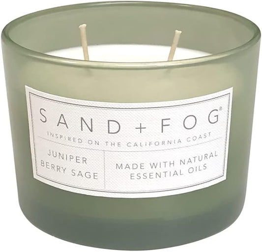 Sand + Fog Scented Candle - Juniper Berry Sage – Additional Scents and Sizes – 100% Cotton Lead-Free Wick - Luxury Air Freshening Jar Candles - Perfect Home Decor – 12oz