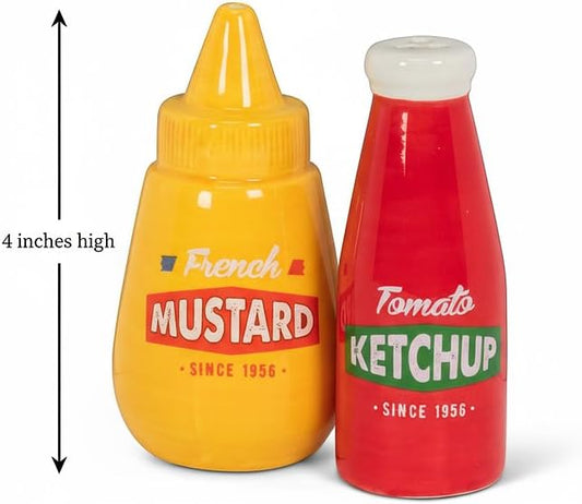 Abbott Collection Ketchup&Mustard Salt & Pepper-4"H, 4 inches high, Ketchup and Mustard