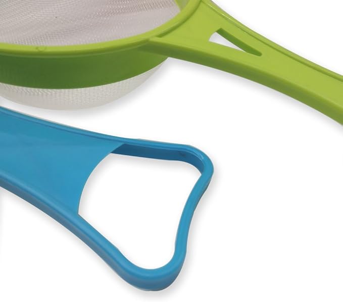 4Pcs Plastic Mesh Strainer Colander Set, Food Soy Milk Flour Sieve Long Handle Sieve Strainer Icing Sugar Sifters Fine Strainer Tea Filter