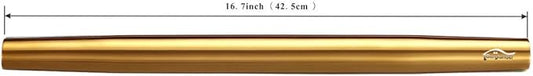 Berglander Gold Rolling Pin, 16.7 Inches Stainless Steel Matte Finish With Gold Titanium Plating Rolling Pin For Baking, Pizza, Dough, Pie, Cookie, Essential Kitchen Utensil Gift Ideas For Bakers.