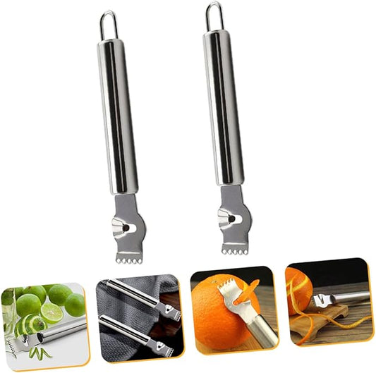 2Pcs Stainless Steel Lemon Grater with Hanging Loop Multifunctional Orange Citrus Zester and Fruit Peeler for Kitchen Use Comfortable Handle and Easy to Store