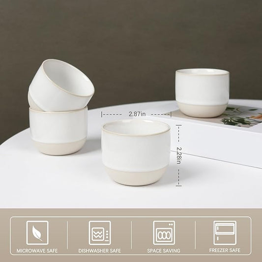 Ceramic Espresso Cups Set, Espresso Coffee Mugs, Special Glazed Demitasse Cups Expresso Coffee Cup for Espresso Machine (Pure White)