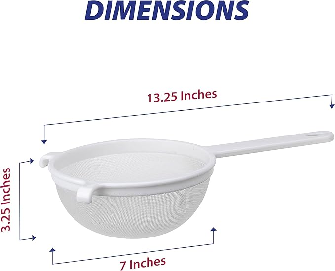 HIC Kitchen Double-Ear Fine Mesh Strainer, BPA-Free, 7-Inch, For Sifting Baking Ingredients, Straining, And Draining Soups, Stocks, And Sauces