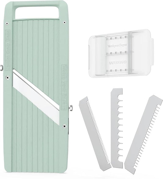 Japanese Mandoline Slicer – Professional Slicer Vegetable Cutter Japanese Mandoline Slicer for Kitchen with Interchangeable Stainless Steel Blades – Narrow Handheld Food Manual Slicer