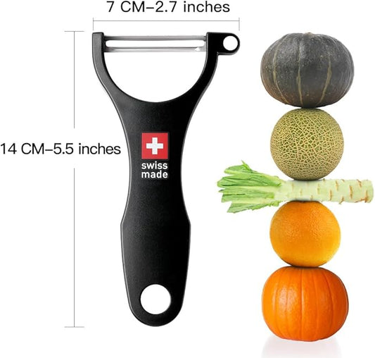 Original Swiss Made Peeler Vegetable&Fruits stainless steel blade Peeler for kitchen (BLACK-Thick skin Peeler)