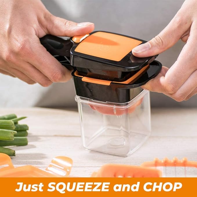 Nutrichopper Deluxe with 30% Larger Fresh-keeping Storage Containers - Vegetable Slicer that Chops, Cubes and Wedges, Multi-purpose Food Chopper with Stainless Steel Blades, As Seen On TV Set of 2