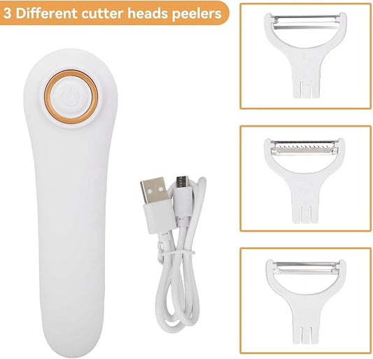 Kitchen Vegetable Peeler, potato peeler, Electric Peeler Handheld USB Rechargeable Fruit Vegetables Peeler with 3 Cutter Heads Kitchen Gadgets for Apples, Potato, Carrots, Cucumber