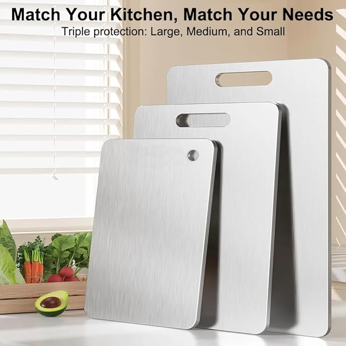 BLOCE Titanium Cutting Board for Kitchen, Non Stick Chopping Board, Upgrade Double Sided Food-Grade Titanium Board for Kitchen for Meat Cheese Vegetable (Medium)
