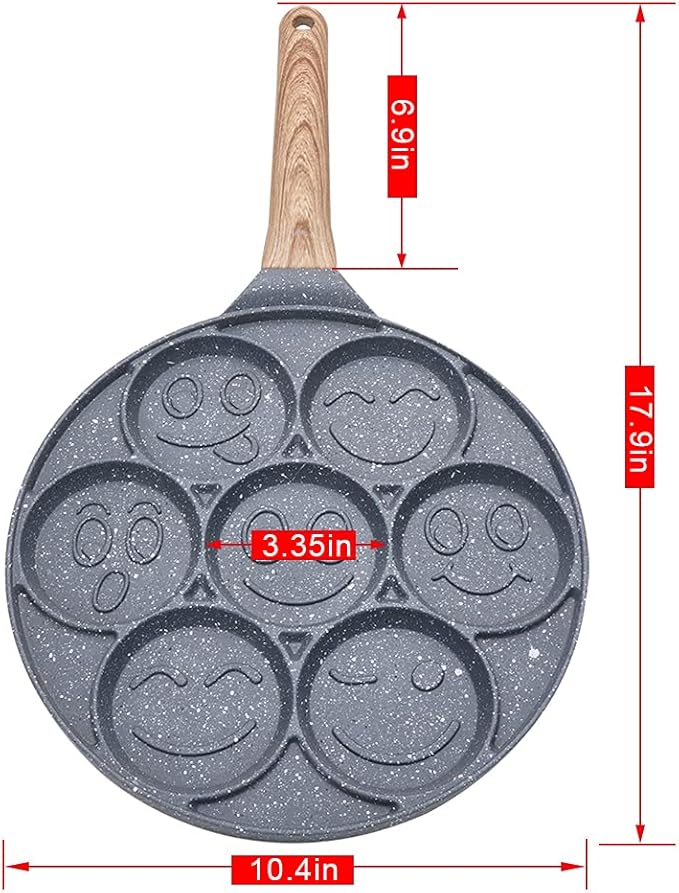 Pancake Pan Induction - Nonstick 10 Inch Pancake Maker 7-Cup Blini Pan Silver Dollar Pancake Pan for Kids