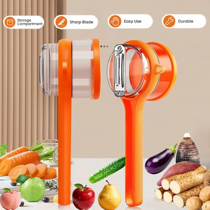 Upgrade Fruit & Vegetable Kitchen Peeler with Storage Box -Safe and Efficient Double-Sided Sharp Stainless Steel Blade,Easy to Clean Peeler with Box Storage,Mess-Free Vegetable & Fruit Prep(Green)