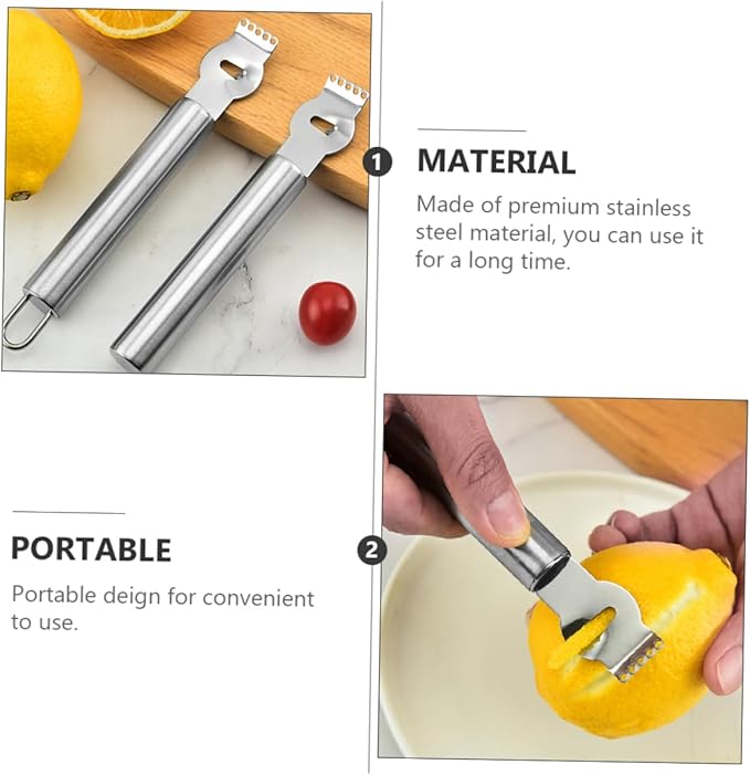 3PCS Stainless Steel Lemon Zester Grater Kitchen Peeler Ergonomic Handle for Fruits and Vegetables Multi-Purpose Kitchen Gadget for Home Cooking
