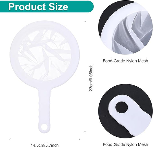 2 Pcs Fine Mesh Strainer, Nylon Strainer for Juice, Fine Mesh Sieve Meshes Strainers with Non-Slip Handle and Hanging Hole for Juicing Coffee Nut Milk Butter Milk and Yogurt (120 Mesh)