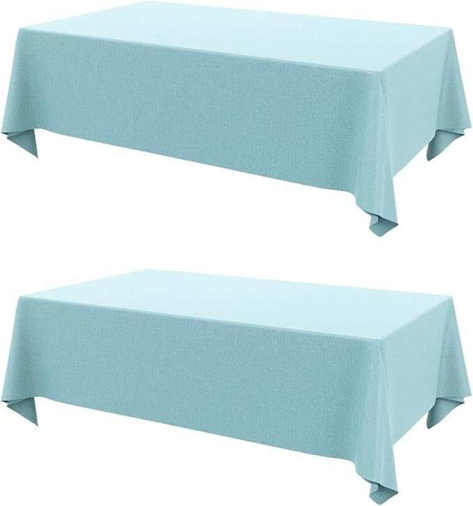 AUSSPVOCT 2 Pcs Textured Linen Table Cloth for Rectangle Table - 52x70 Inch Cloth Tablecloth Rectangular Waterproof Washable Fabric Dining Table Cover for Christmas Holiday Party Kitchen Decor