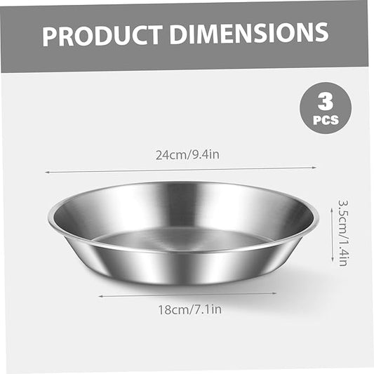 Peosaard Stainless Steel Pie Pan, 3PCS Pie Baking Dish 9.5 Inch Stackable Stainless Steel Pans for Baking Kitchen Oven Safe, Pans for