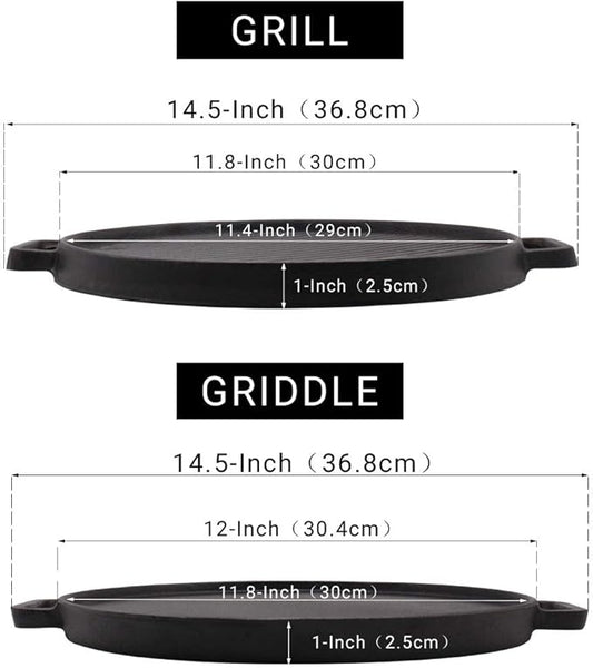 Reversible 12-Inch Double Handled Cast Iron Stovetop Grill/Griddle