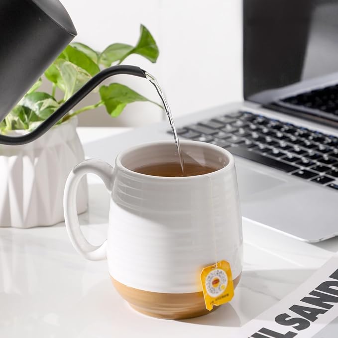 HASENSE Coffee Mug with Handle 20 oz,Large Ceramic Tea Cup for Men and Women, Mugs for Coffee, Tea, Hot Cocoa, Soup,Latte, Big Christmas Mug, Microwave Dishwasher Safe, White