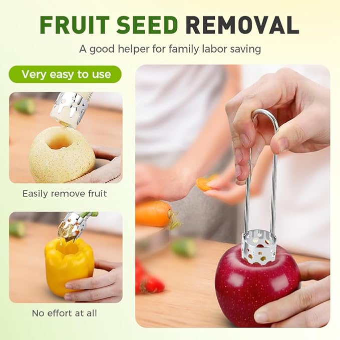 Pepper Corer Seed Remover Tool, 2025 New Red Bell Pepper Seed Corers, Stainless Steel Fruite Vegetables Corers, Apple Jalapeno Corer Tool Kitchen Gadget (1PC-A)