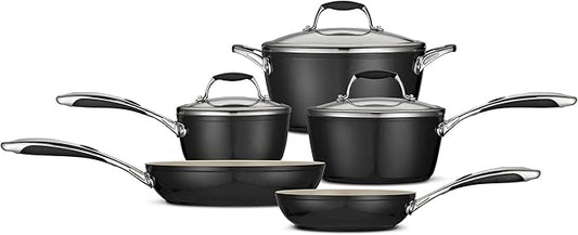 Tramontina Ceramica Deluxe 8-Piece Cookware Set with Lids, Ceramic Non Stick Pots and Pans Kitchen Set, Oven-Safe, Metallic Black