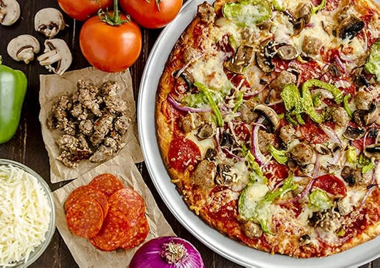 Winco Aluminum Winware 12-Inch Pizza Tray with Wide Rim, 12 Inch (Pack of 2)