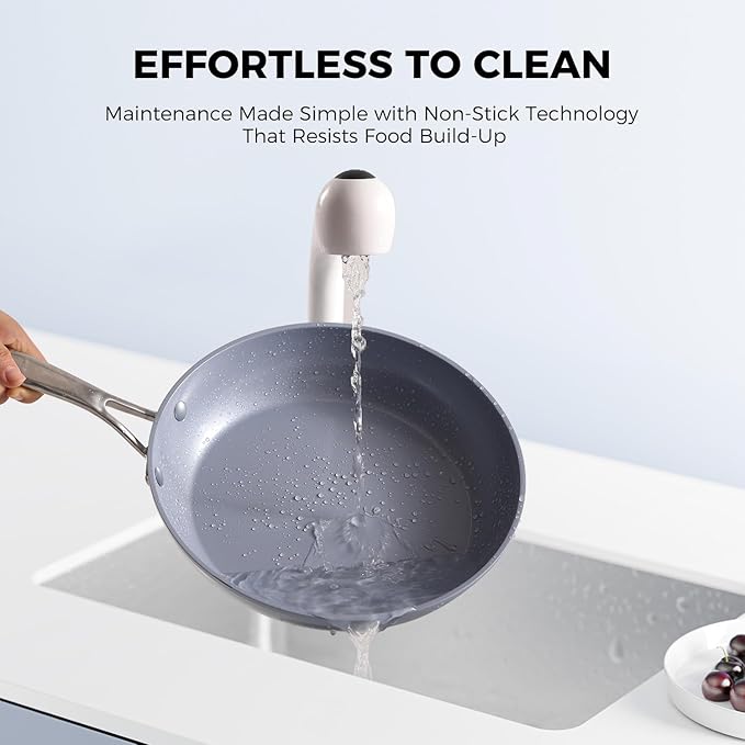 swiflon KFCC 8" Ceramic Nonstick Frying Pan, Single Skillet, PFAS-Free, Multi-Layer Aluminum Core, Oven Safe, Dishwasher Safe,Healthy Cooking Skillet for Eggs and Omelets