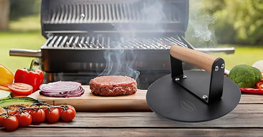 Kitchen Tools Smashed Burger Press 3 lbs Heavy-Duty Smash Bacon Press Equipped with Heat-Resistant Wooden Handle (8INCH)