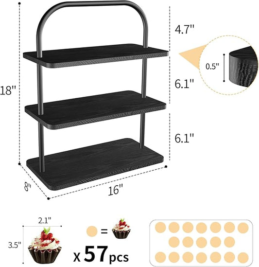 Cupcake Stand, 3 Tier Halloween Cupcake Stand for 50 Cupcakes Wood Large Dessert Stand Cupcake Display Stand Cupcake Tower for Farmhouse Decor, Party Serving Tray, Vendor Dessert Table Display Set