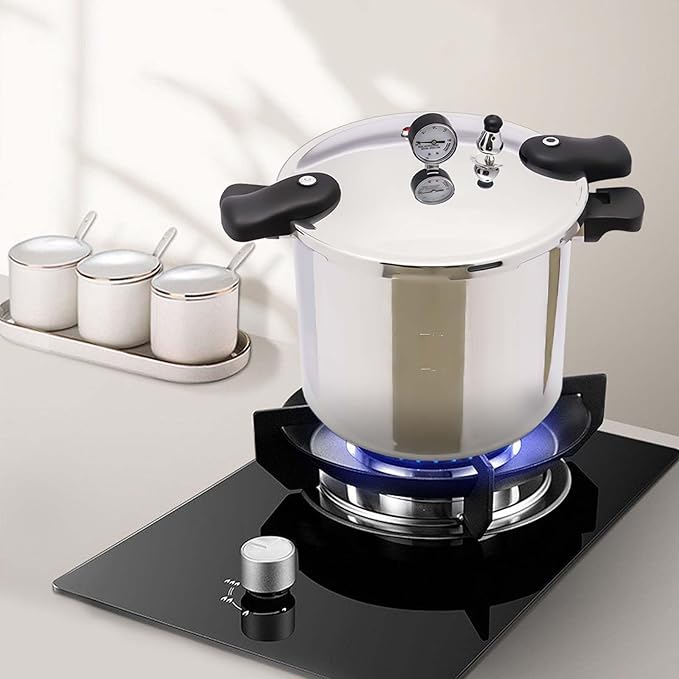 Pressure Cooker, Large Pressure Canner, Pressure Gauge & Pressure Regulator,Anti-scald Handle and Silicone Ring,Suitable for Canning, Steaming, and Stewing - Aluminium,Large Capacity,23 Quart