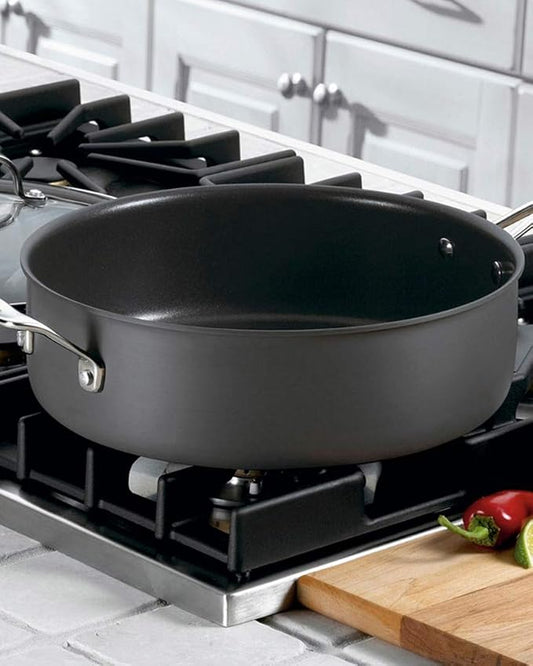 Chef's Classic Non-Stick Hard Anodized Saute Pan with Lid Size: 5.5-Quart