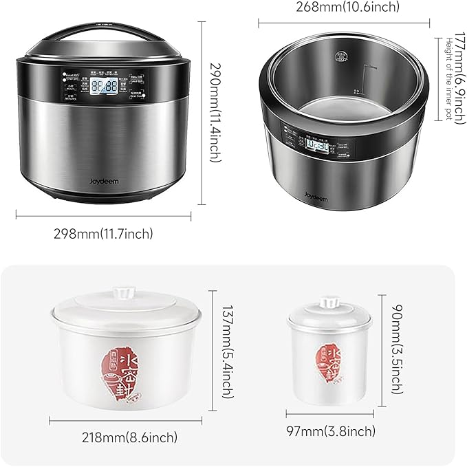 Joydeem Electric Stew Pot, 8.5Qt Stainless Steel Inner Pot with 5 Ceramic Liners (3.5L + 4 × 0.45L), Dual Cooking Modes, Brushed Stainless-Steel Exterior, For Soup, Congee & Bird’s Nest, DDG-B350