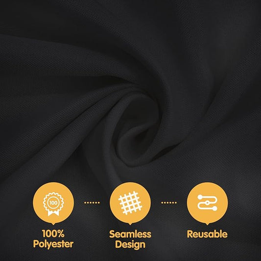 BRILLMAX 8 Pack Black Tablecloths 60 x 126 Inch for 8ft Rectangle Tables - 150 GSM Polyester Fabric, 15" Standard Drop, Water, Stain & Wrinkle Resistant Cloth Cover for Wedding Banquet Dining Buffet