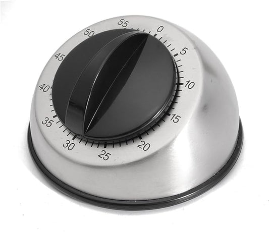 Kitchen Timer for Cooking, Mechanical Stainless Steel Chef Cooking Magnetic Timer, Easy-to-Read 2.5” Dial, Loud Alarm Countdown Reminder for Cooking or Baking, Magnetic Backing, No Batteries Required